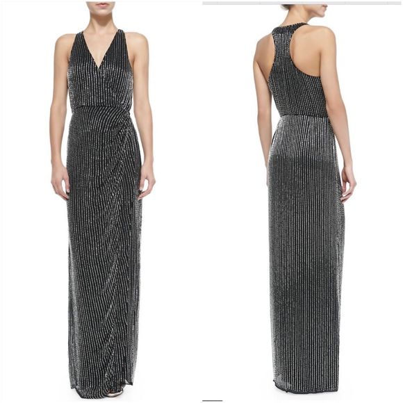 Parker Theron Beaded Racerback Wrap Formal Dres - Picture 3 of 7